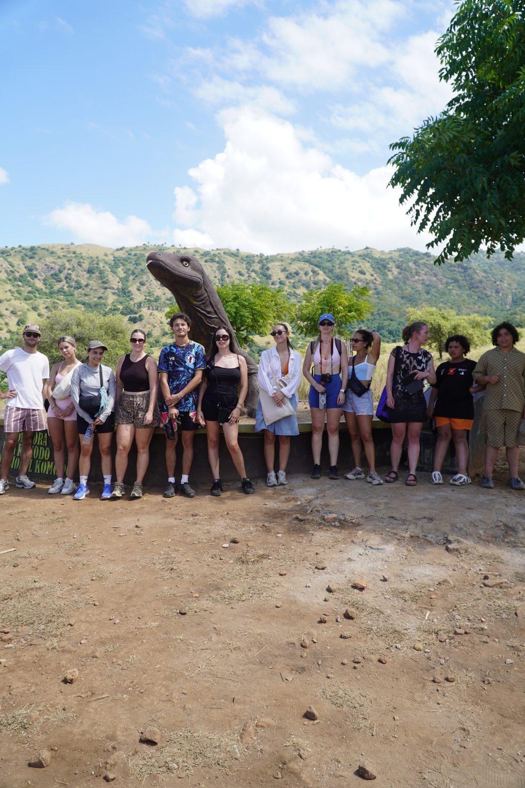 Komodo – group standing on savanna, dry hills (Taken on a real Komodo Explorer trip)