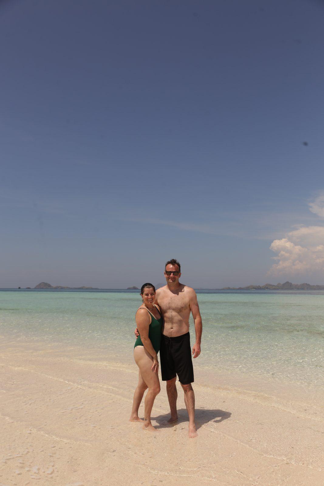 Taka Makassar – group on sandbar, shirtless man (Taken on a real Komodo Explorer trip)